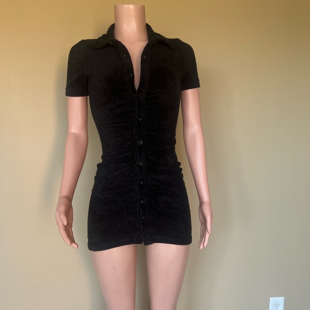Black Button-Up Mini Dress. Size S.